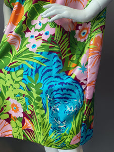 O'pell Stunning Blue Tiger Jungle Print Short Caftan