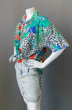 Load image into Gallery viewer, Vintage 1980s Floral Animal Print Tunic Blouse

