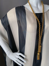 Load image into Gallery viewer, O&#39;pell Sheer Cream Black Striped Gold Shimmer Tunic Caftan
