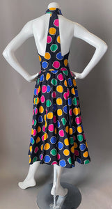 Vintage 80s AJ Bari Colorful Polka Dot Sun Dress