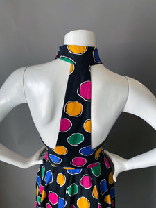 Vintage 80s AJ Bari Colorful Polka Dot Sun Dress