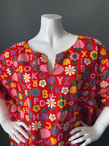 O'pell Mod Alphabet Floral Print Tunic Caftan