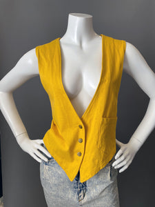 1980s Yellow Cotton Knit Vest