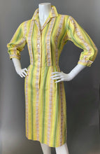 Load image into Gallery viewer, 1950-60s Spring Curve Hugging Sun Dress Jacquard Cotton Floral

