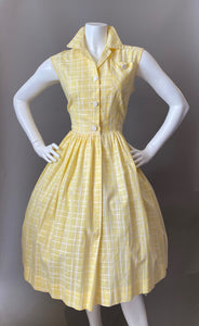 1950s Lemon Meringue Fit and Flare Cotton Sun Dress