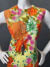 Load image into Gallery viewer, Mod Orange Gold Mums Print Cotton Sun Dress

