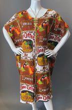 Load image into Gallery viewer, O&#39;pell Hawaiian Kona Coffee Print Short Tunic Caftan
