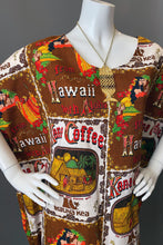 Load image into Gallery viewer, O&#39;pell Hawaiian Kona Coffee Print Short Tunic Caftan
