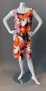 Vintage Mod Hawaiian Brown Orange Cotton Sun Dress