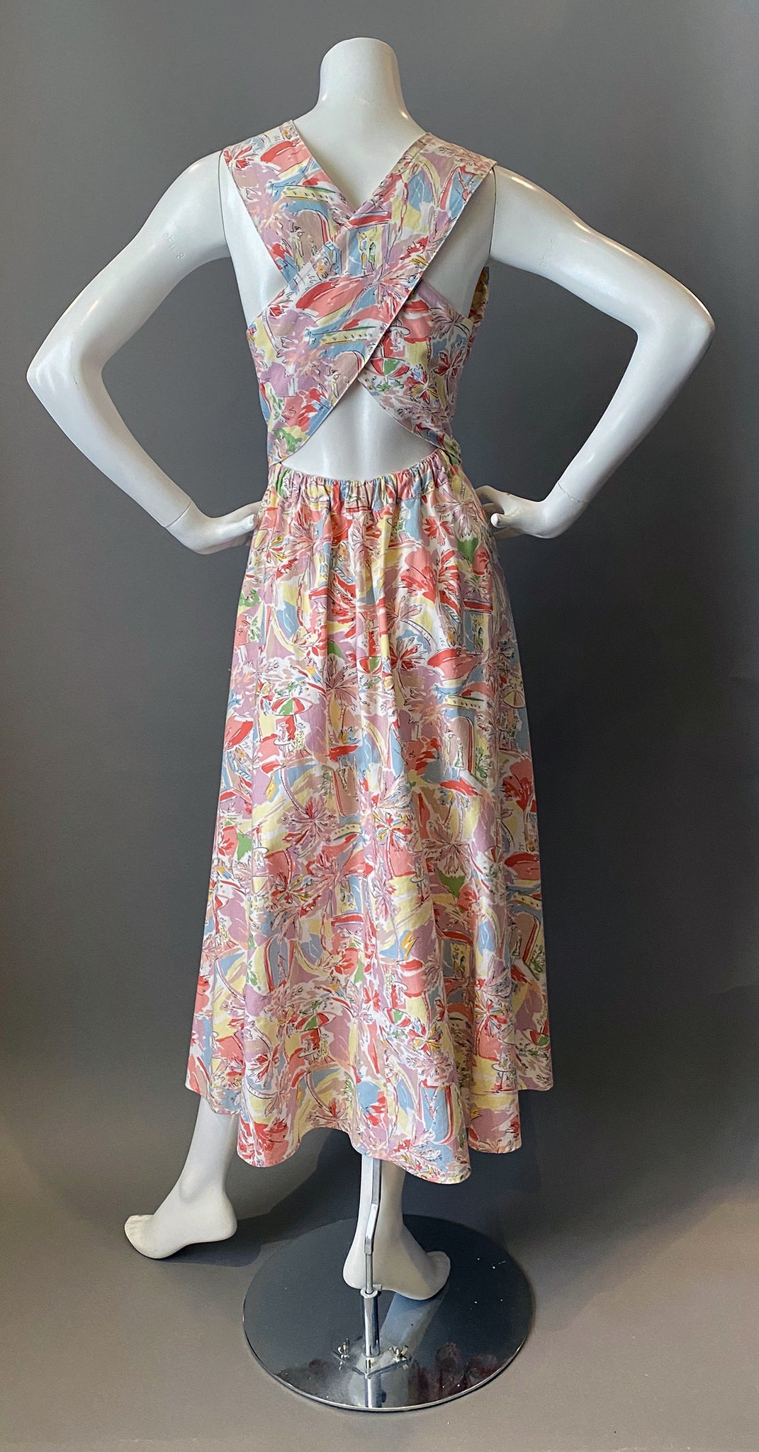 Vintage 80s Halter Crisscross Pink Floral Cotton Sun Dress The Frippery Palm Springs Vintage 80s Halter Crisscross Pink Floral Cotton Sun Dress The Frippery Palm Springs