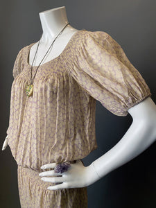 Vintage 70s Bohemian Sheer Floral Anne Klein Dress