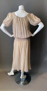 Vintage 70s Bohemian Sheer Floral Anne Klein Dress