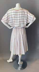 Vintage 80s Giorgio Sant'Angelo Rainbow Embroidery Sun Dress