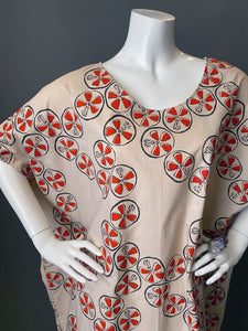 O'pell Mod Lotus Root Print Cotton Tunic Caftan