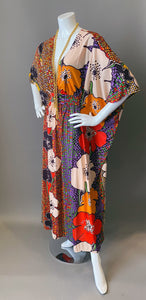 O'pell Amazing Mod Floral Long Torso Caftan with Matching Mask