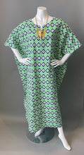 Load image into Gallery viewer, O&#39;pell Mod Green Blue Polka Dot Floral Cotton Tunic Caftan
