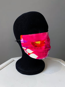 O'pell Mod Pink Floral Hawaiian Long Torso Caftan and Matching Mask